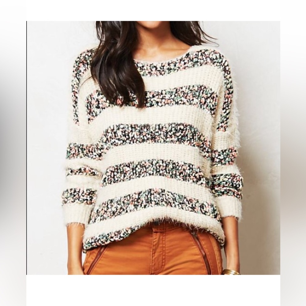 La Fée Verte Anthropologie Striped Cozy Sweater Size Large